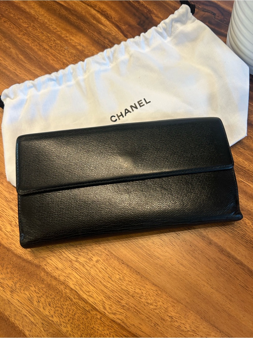 CHANEL Vintage Black Caviar Leather Coco Button Long Flap Wallet - Picture 9 of 12